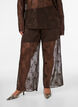 Hose aus Mesh mit floraler Stickerei und Pailletten, Braun, Model image number 2