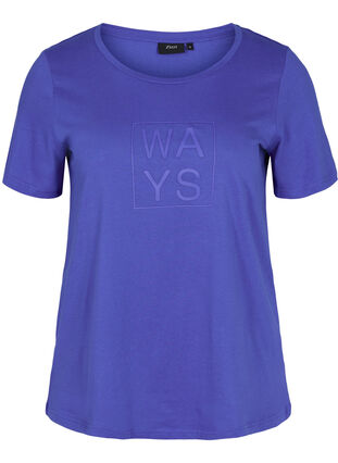 Kurzarm T-Shirt aus Baumwolle mit Aufdruck, Dazzling Blue WAYS, Packshot image number 0