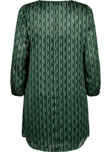 Langärmliges Kleid mit V-Ausschnitt und Druck, Scarab AOP, Packshot image number 1