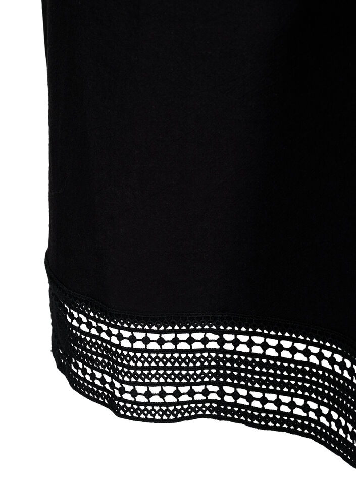 Baumwollkleid mit Häkeldetails, Black, Packshot image number 3
