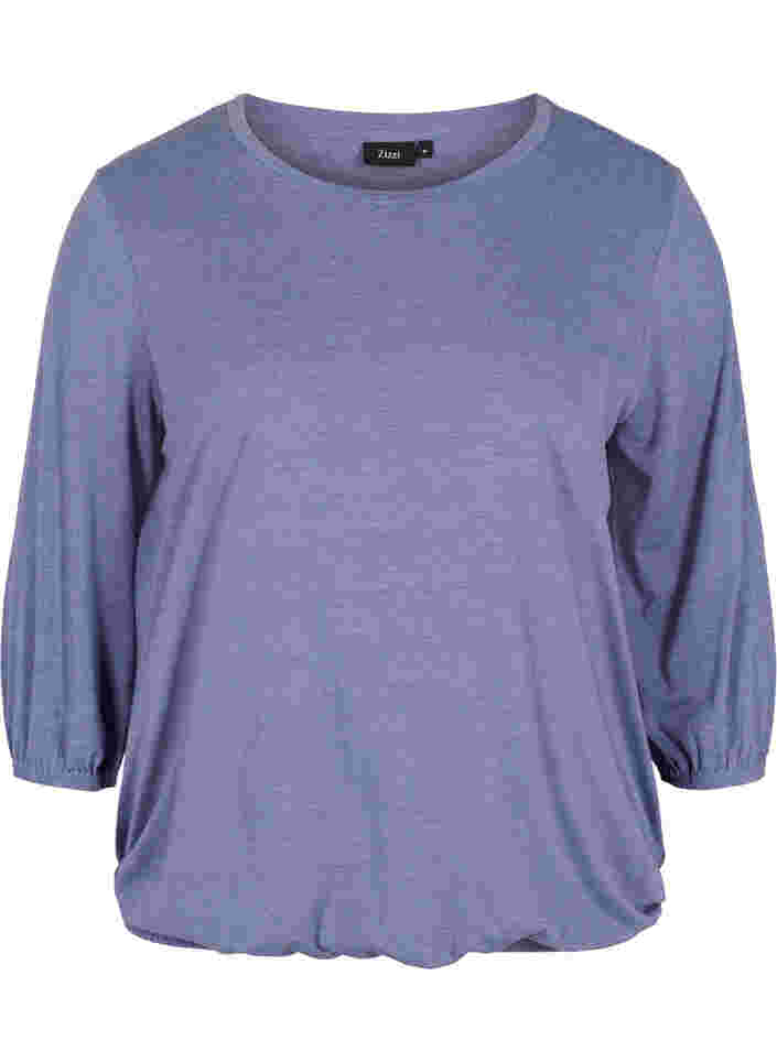 Einfarbige Bluse mit 3/4-Ärmel, Deep Cobalt Mel. , Packshot image number 0