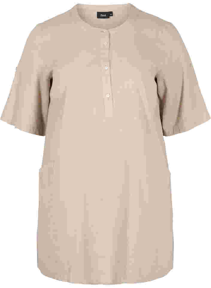 Kurzarm Tunika aus Baumwolle mit Taschen, Simply Taupe, Packshot image number 0