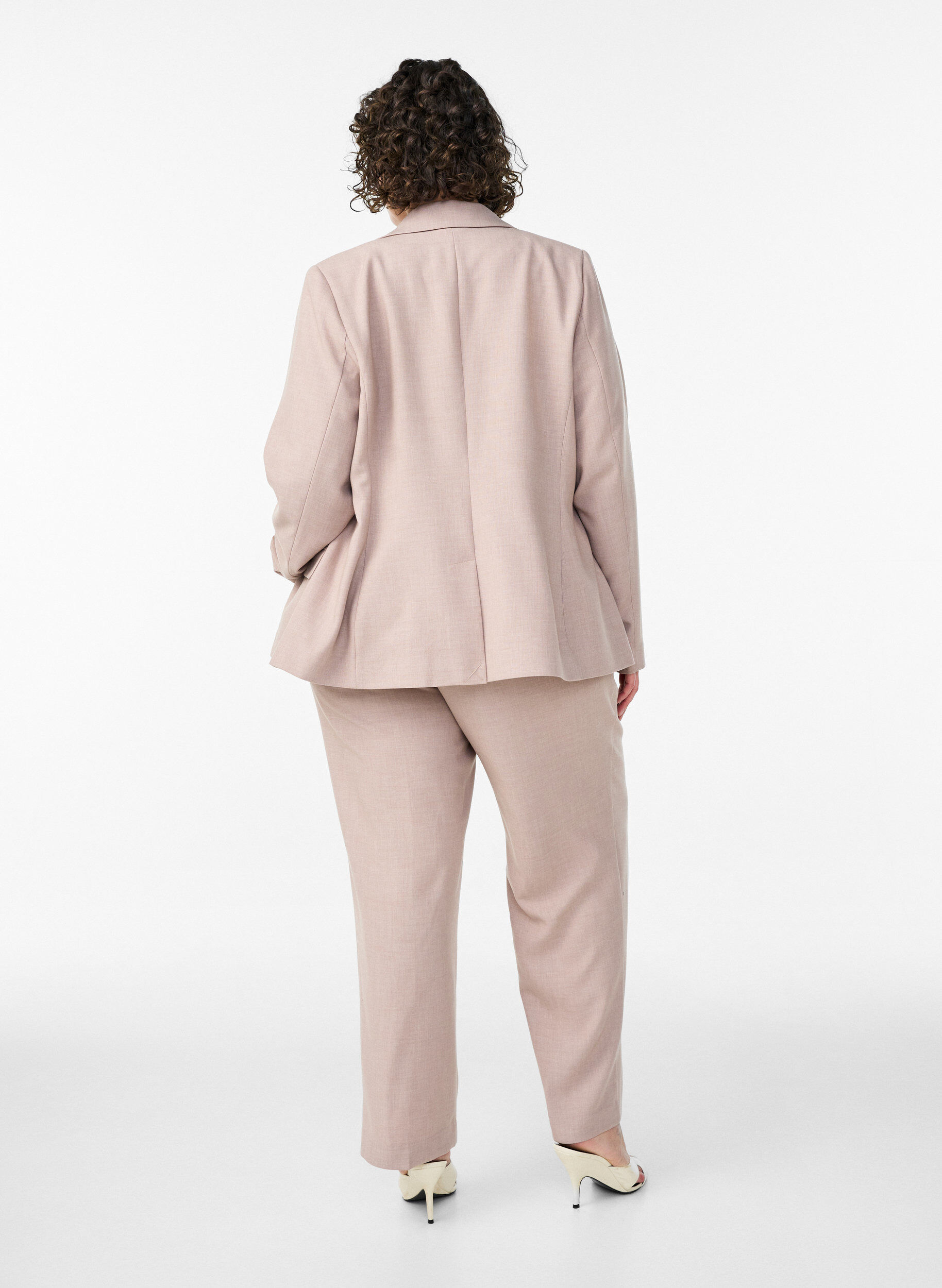 Zizzi Taillierte Hose mit hoher Taille und gerader Passform, Beige, Model image number 1