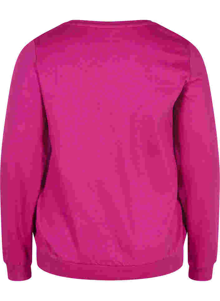 Baumwollsweatshirt mit Textaufdruck, Festival Fuchsia, Packshot image number 1