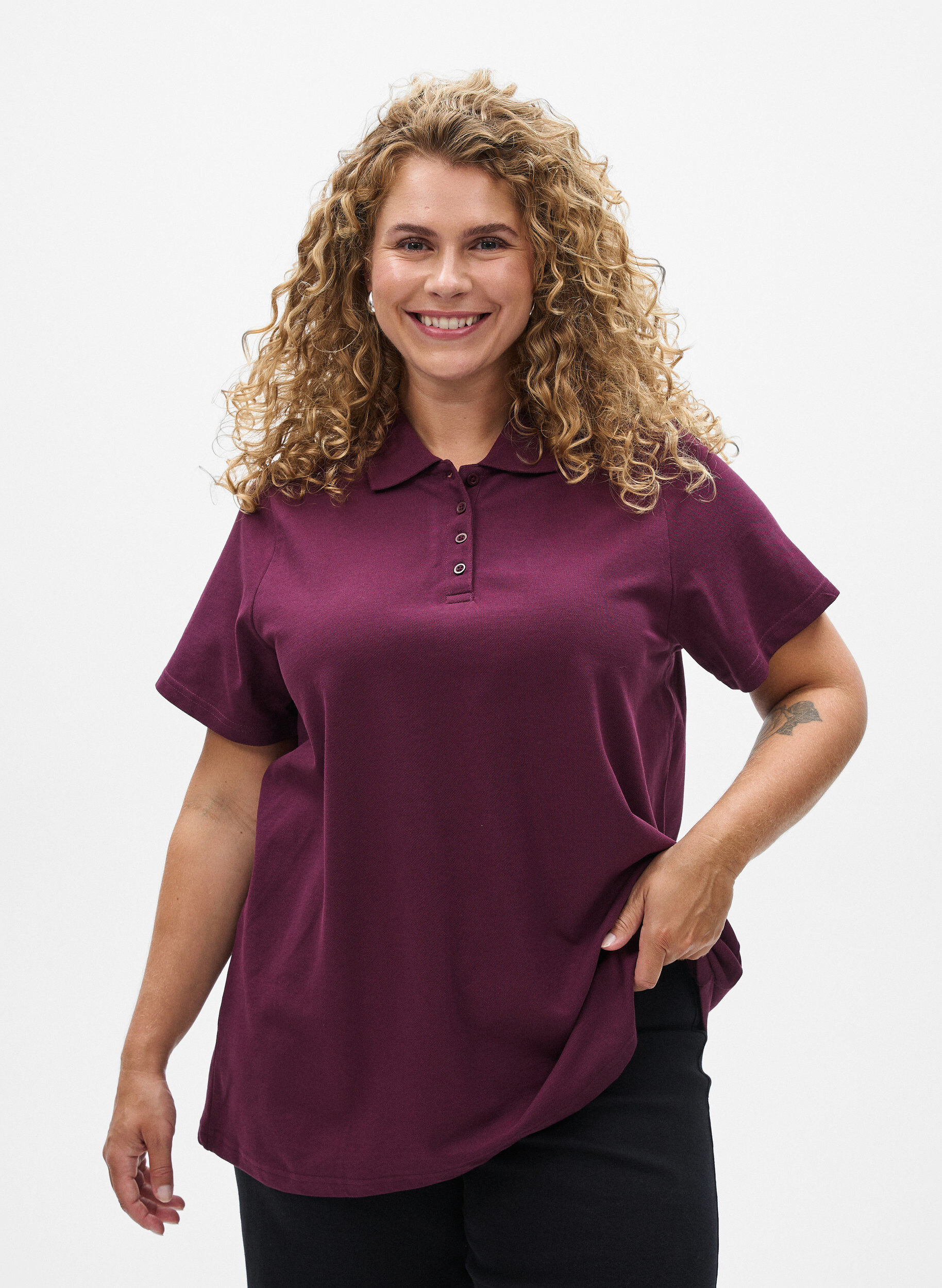 Zizzi FLASH - Poloshirt mit kurzen &Auml;rmeln, Rot, Model image number 0
