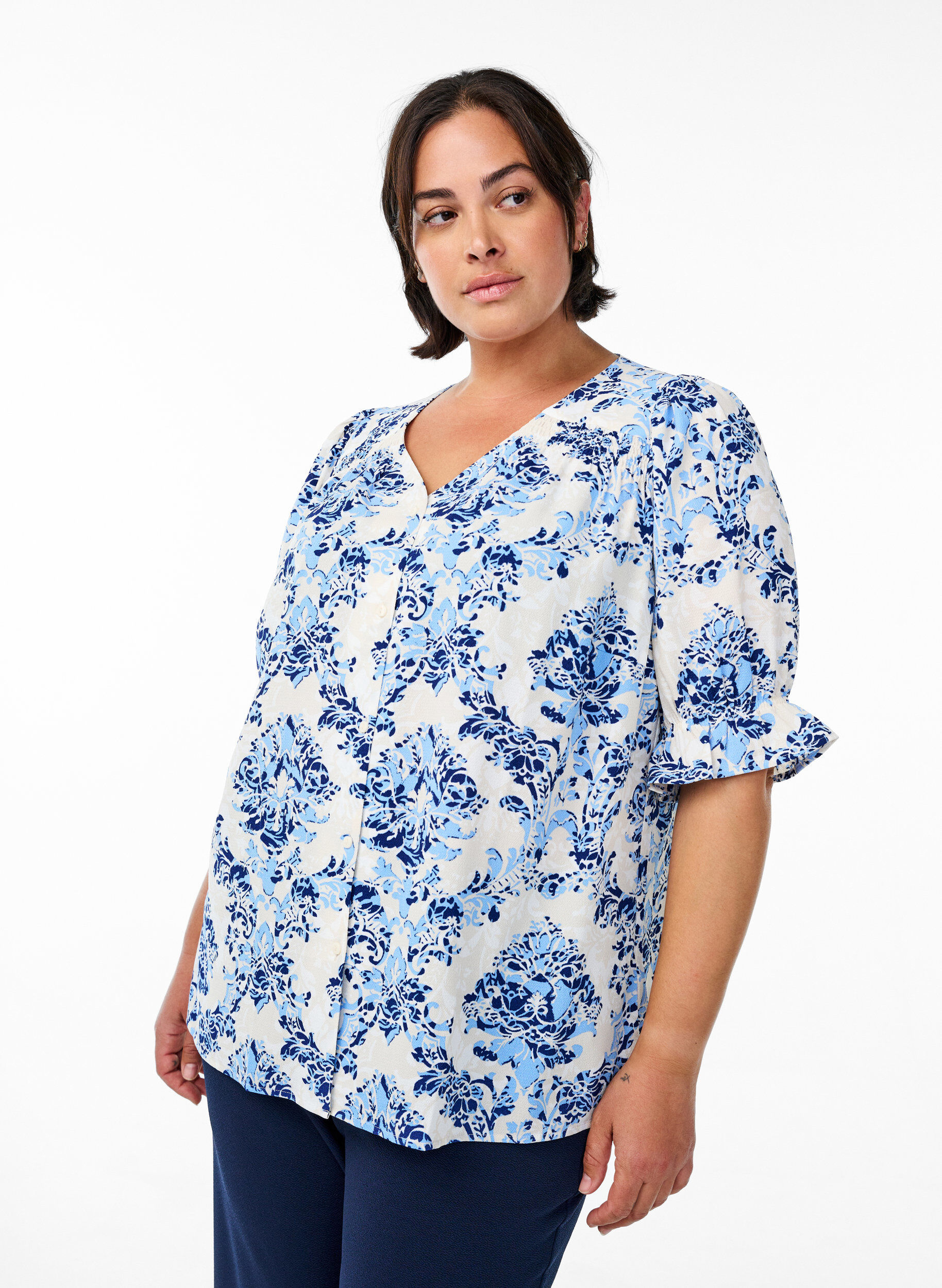 ZizziBluse mit 1/2 &Auml;rmeln, Beige, Model image number 0