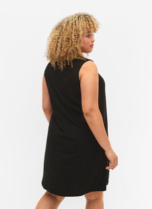 Ärmelloses Kleid aus Baumwolle mit A-Linie, Black W. YOU, Model image number 1