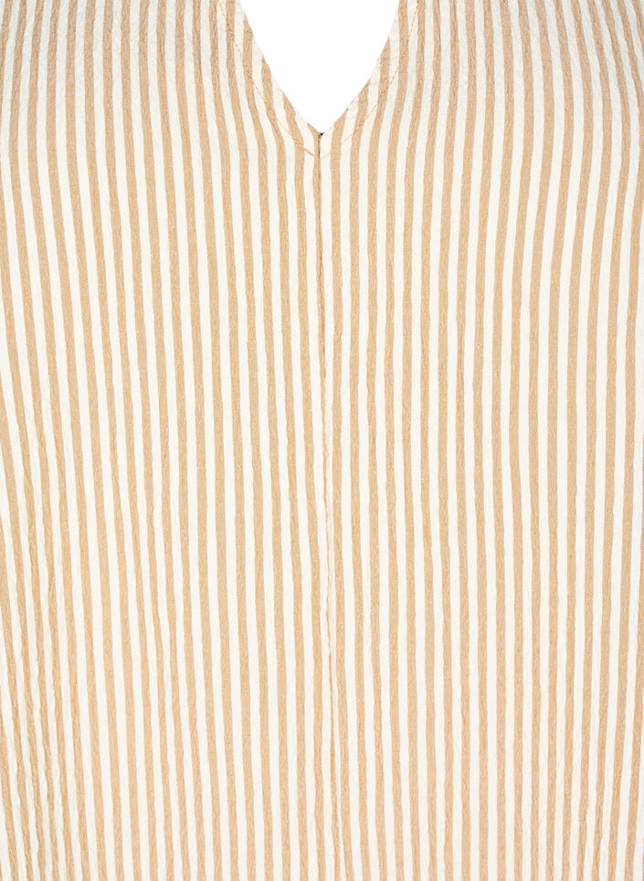 Gestreiftes Kleid mit 3/4-Ärmeln, Camel Stripe, Packshot image number 2