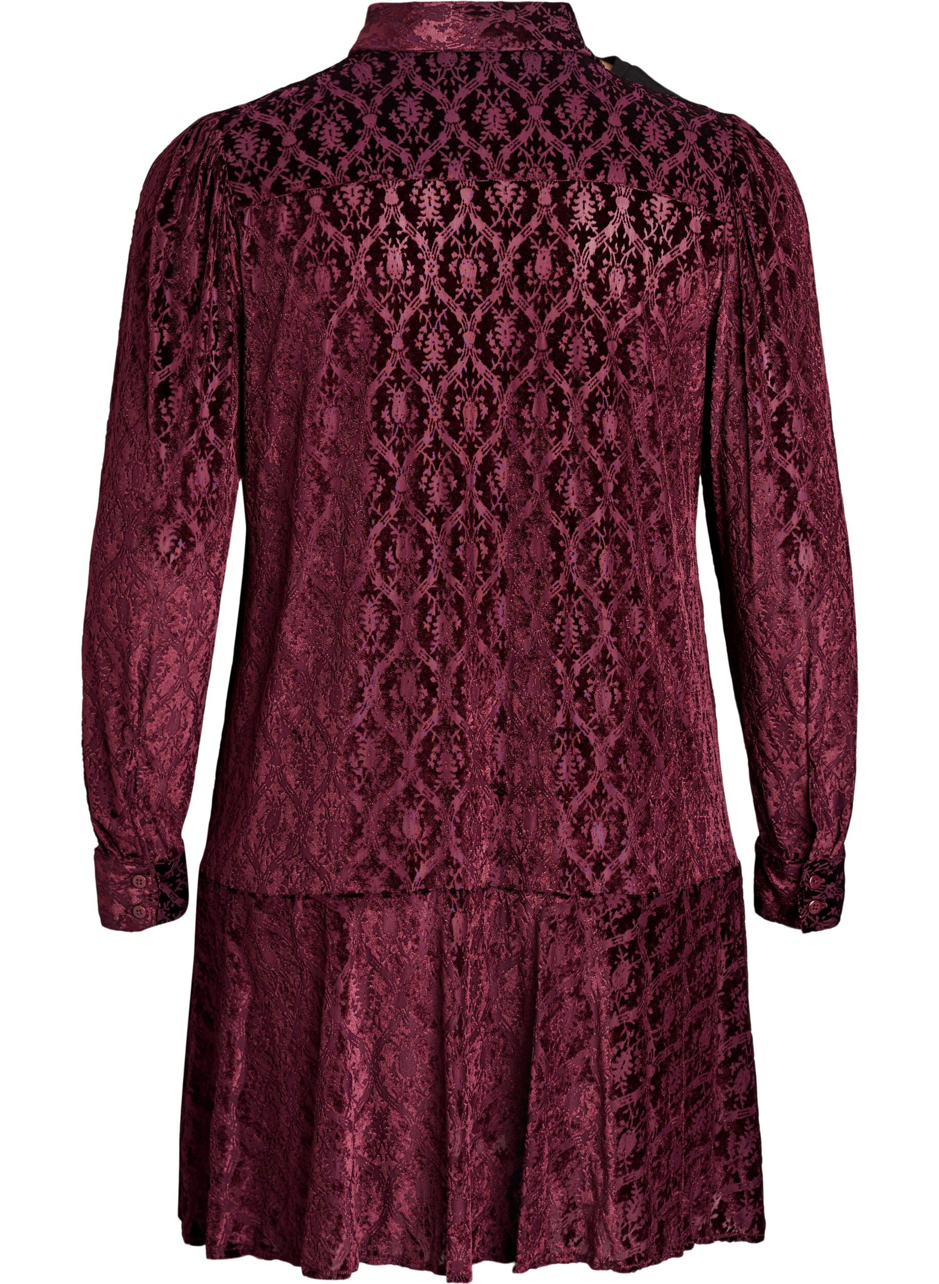 Zizzi Kurzes Kleid mit Veloursmuster, Rot, Packshot image number 1