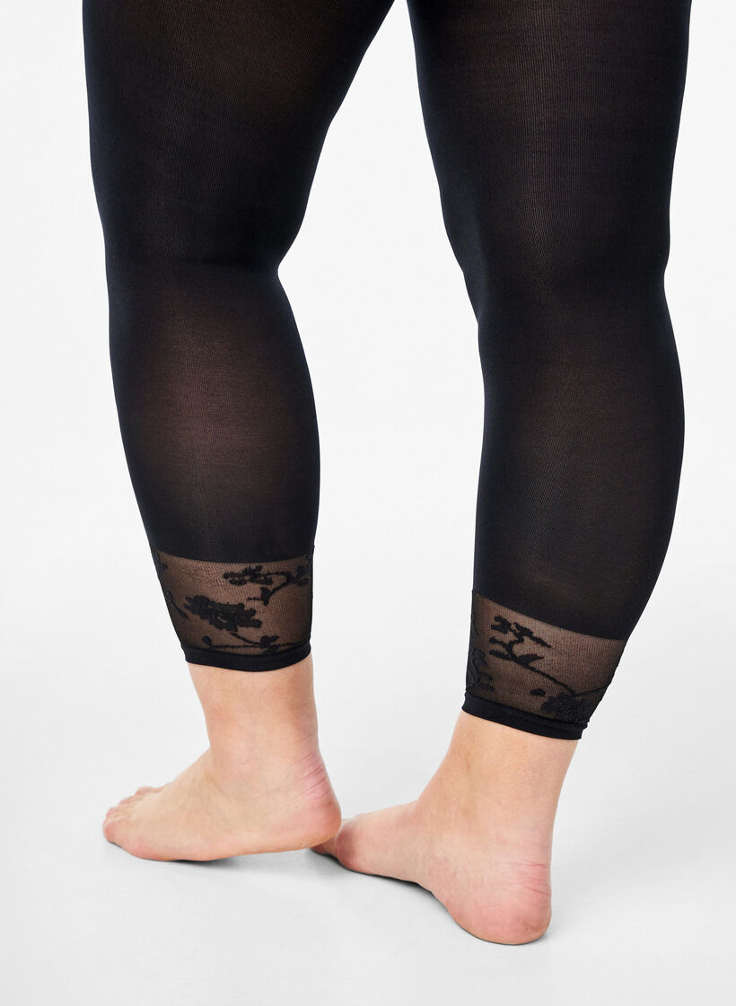 50 Denier Strumpfhose mit Spitzensaum, Schwarz, Model image number 2