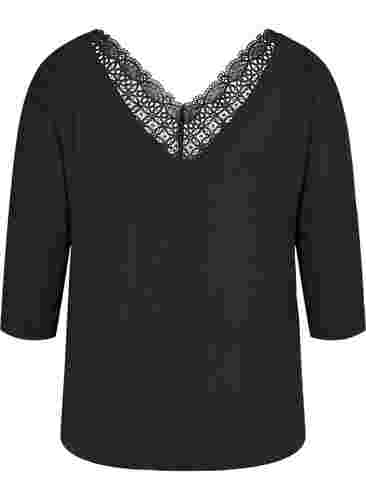 Bluse mit 3/4 Ärmeln und Spitzenrücken, Black, Packshot image number 1