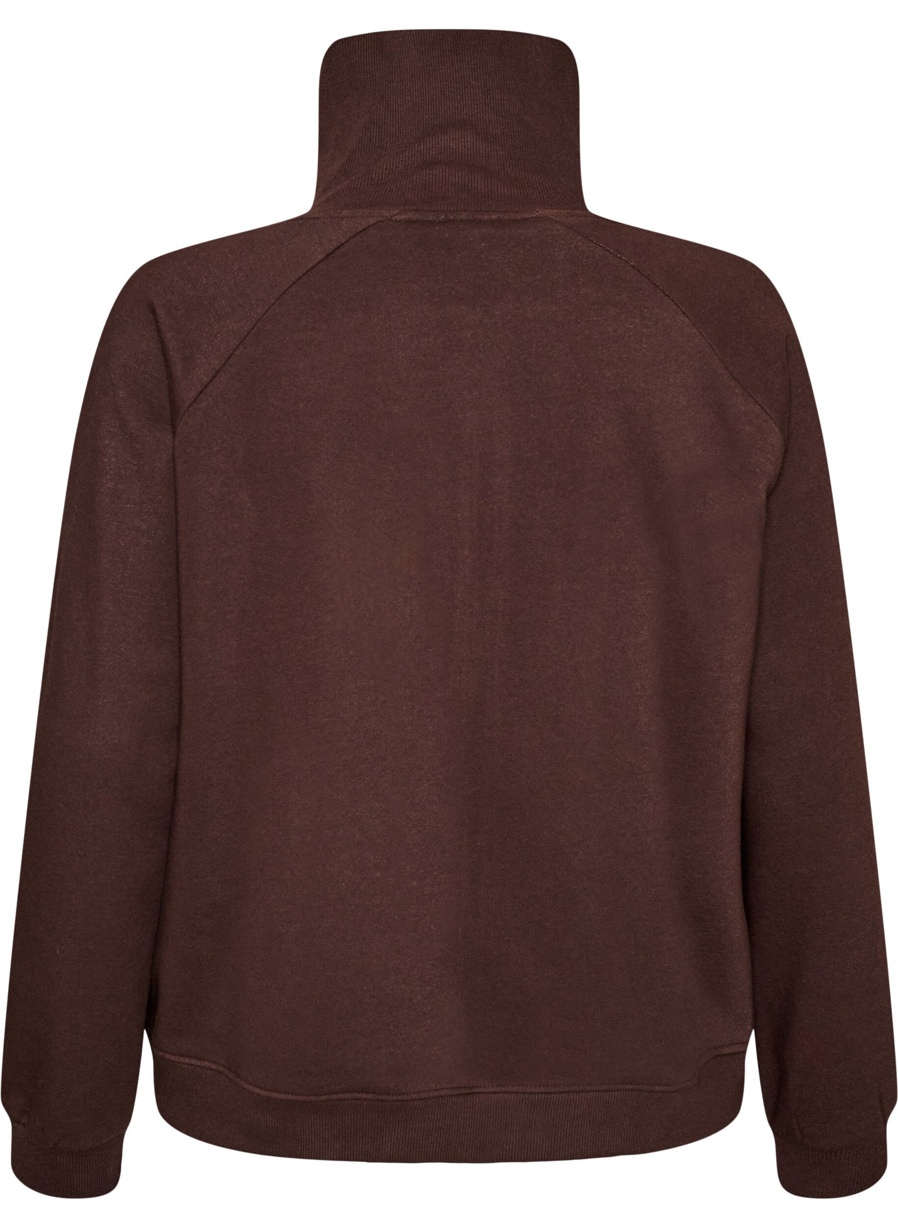 ZizziSweatjacke mit hohem Kragen und Rei&szlig;verschluss, Braun, Packshot image number 1