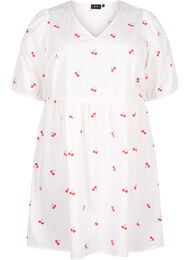Kleid mit Kirschdruck in A-Linien-Form, B. White/Cherry, Packshot