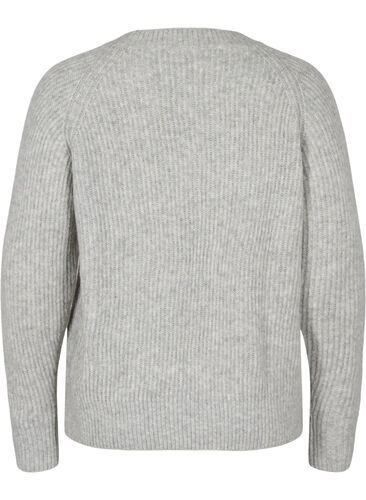 Melange-Pullover mit perlenbesetzten Knöpfen, Light Grey Melange, Packshot image number 1