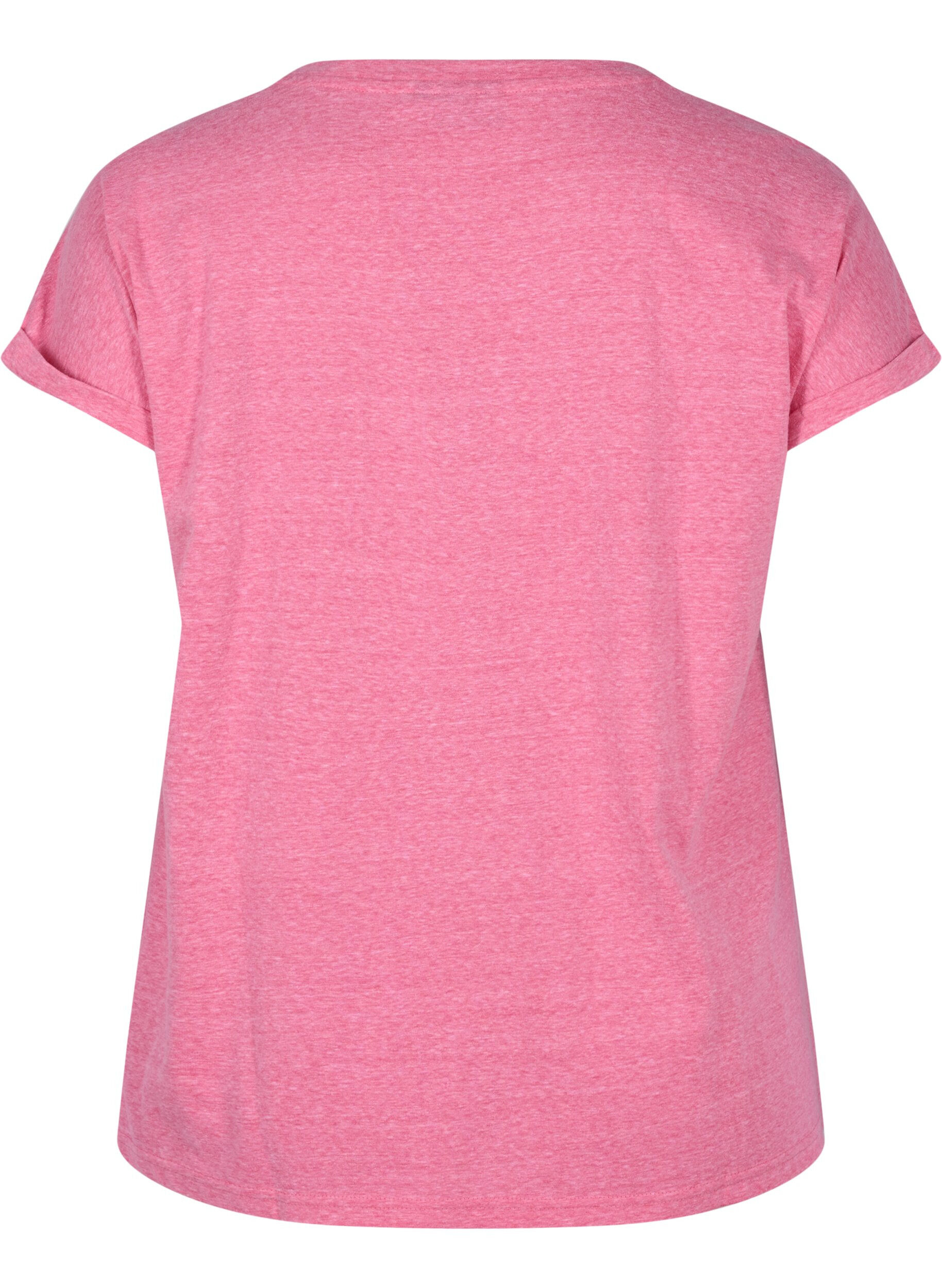Zizzi Meliertes T-Shirt aus Baumwolle, Fandango Pink M&eacute;l, Packshot image number 1