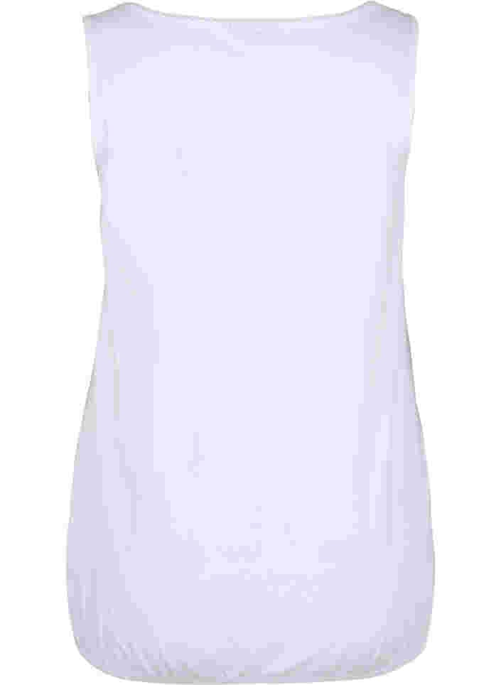 Baumwolltop mit Rundhalsausschnitt und Spitzensaum, Bright White, Packshot image number 1