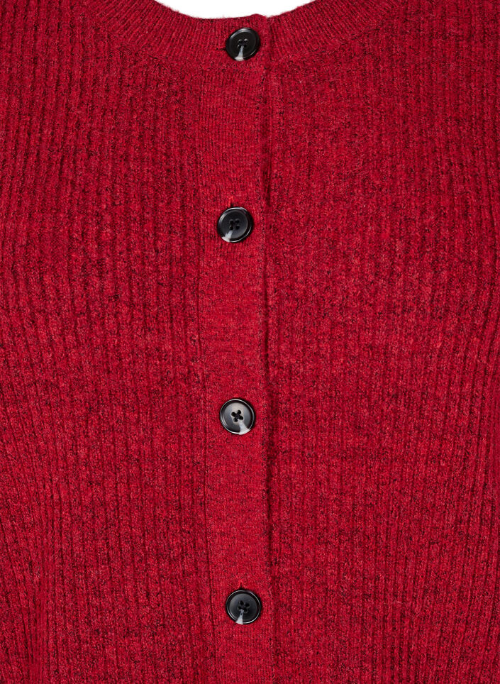 Rippenstrick Strickjacke mit Kn&ouml;pfen, Rot, Packshot image number 2