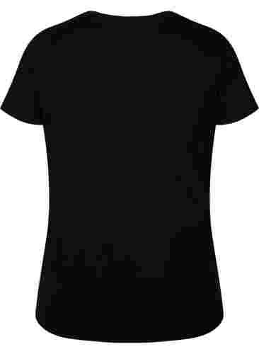 Kurzärmeliges Baumwoll-T-Shirt mit Print, Black Rock, Packshot image number 1