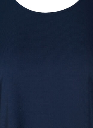 Bluse mit kurzen Ärmeln und Rundhalsausschnitt, Navy Blazer, Packshot image number 2
