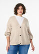 Strickjacke mit Rippstruktur und Ballonärmeln, Beige, Model image number 0