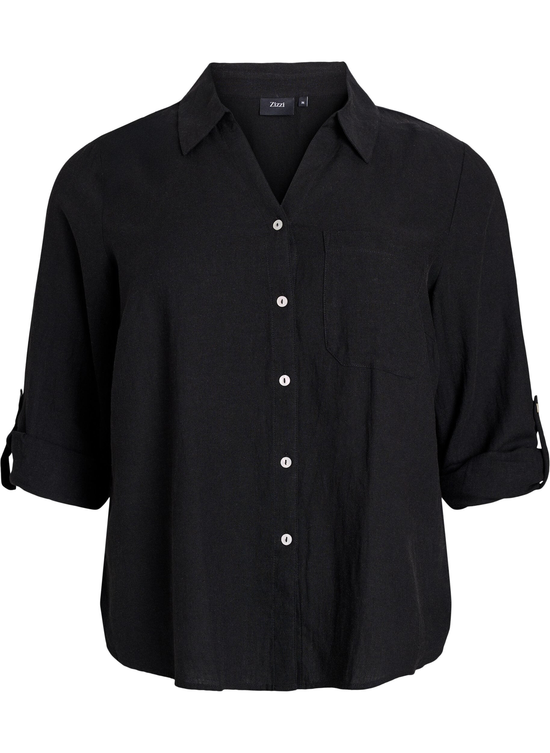 Bluse aus Leinen und Viskose mit 3/4-&Auml;rmeln