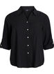 Bluse aus Leinen und Viskose mit 3/4-&Auml;rmeln, Schwarz, Packshot image number 0