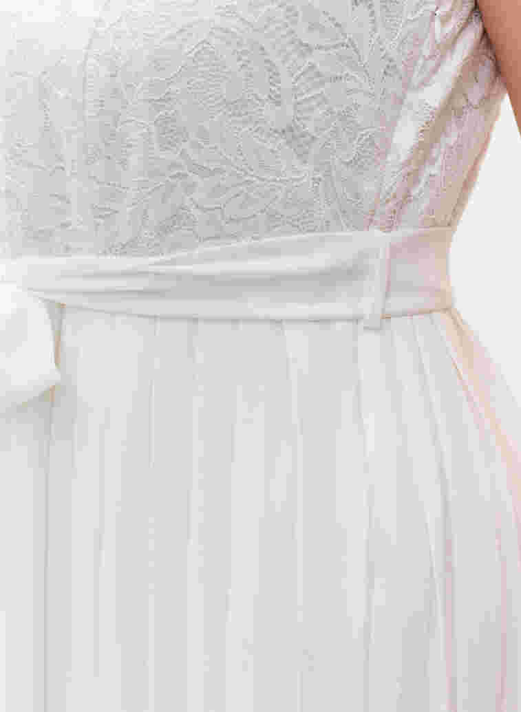 Ärmelloses Brautkleid mit Spitze und Plissé, Star White, Model image number 3
