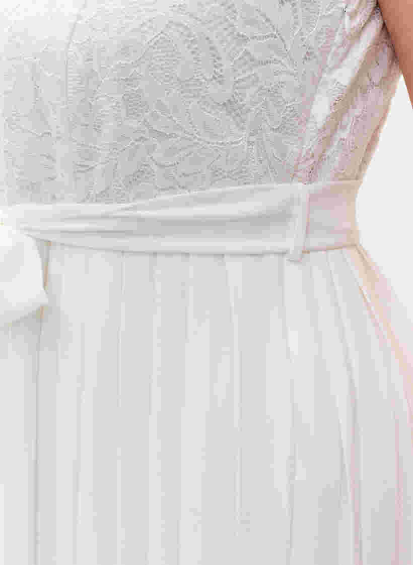 Ärmelloses Brautkleid mit Spitze und Plissé, Star White, Model image number 3