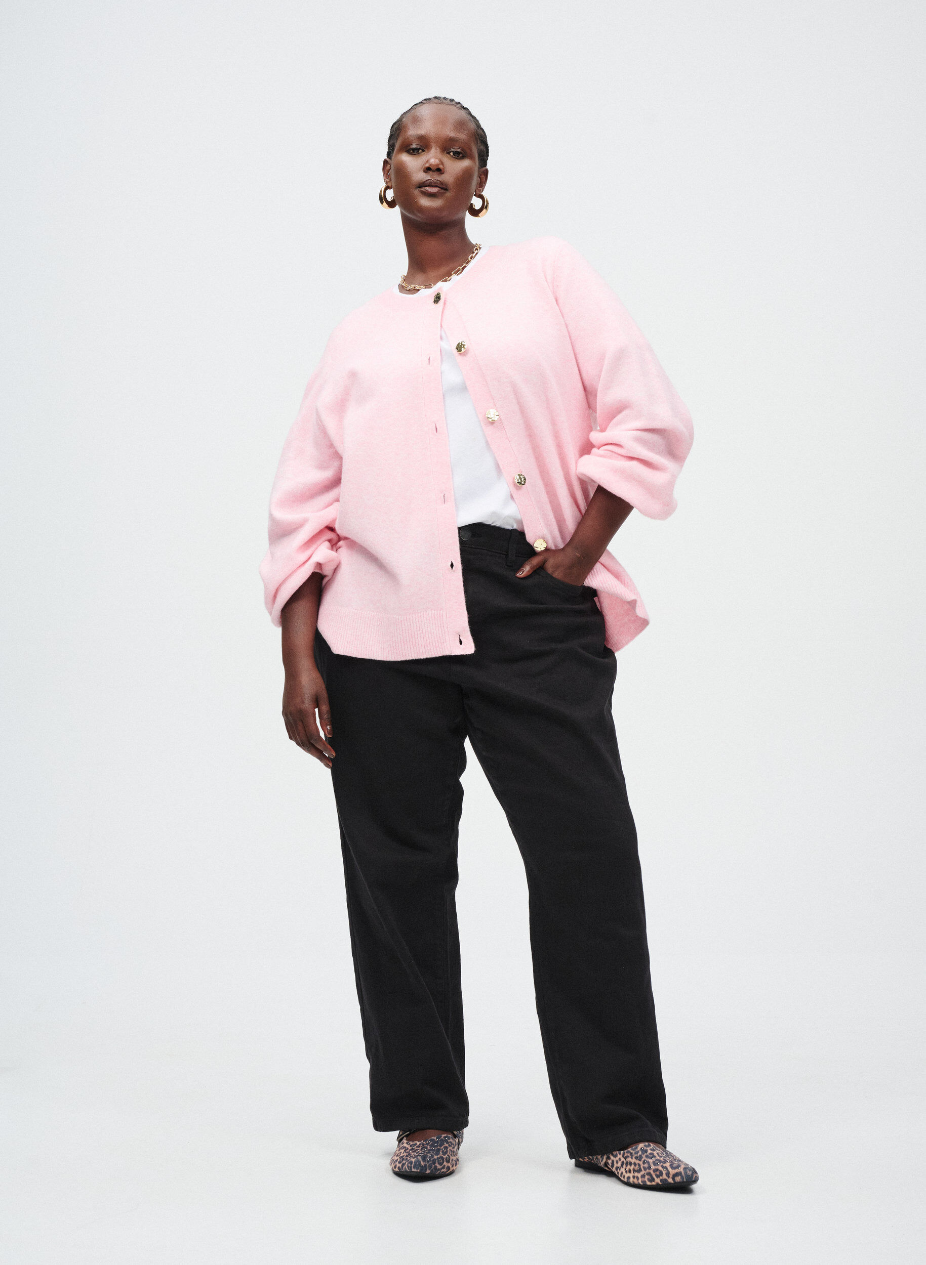 ZizziWeite Jeans mit verk&uuml;rzter L&auml;nge, Schwarz, Image image number 0