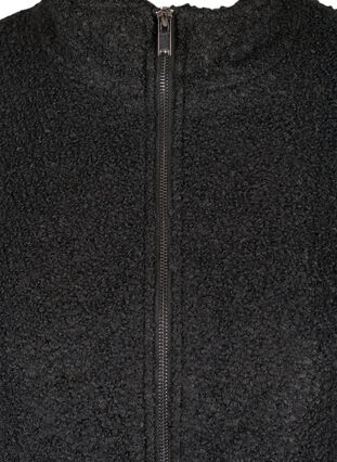Mantel mit Wolle und Reißverschluss, Black, Packshot image number 2