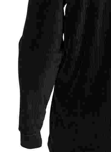 Hochgeschlossene Velour-Bluse mit Reißverschluss, Black, Packshot image number 3