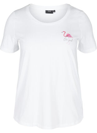 T-Shirt mit Print, White Flamingo, Packshot image number 0