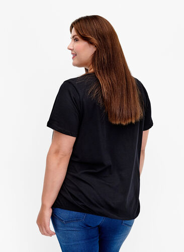 Baumwoll-T-Shirt mit Folien-Druck, Black W. Love, Model image number 1