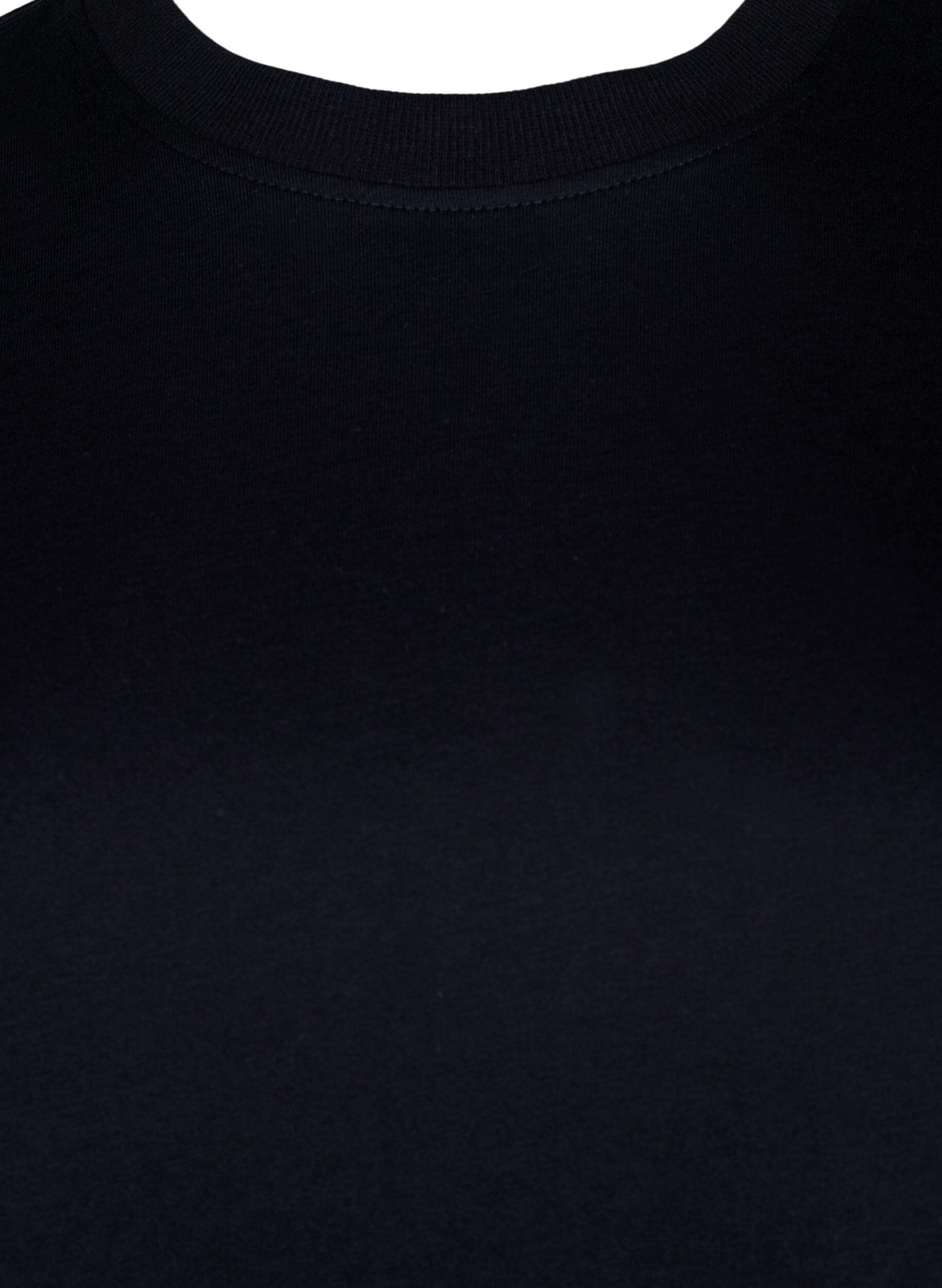 Zizzi Basic-T-Shirt aus Baumwolle mit Rundhalsausschnitt, Schwarz, Packshot image number 2