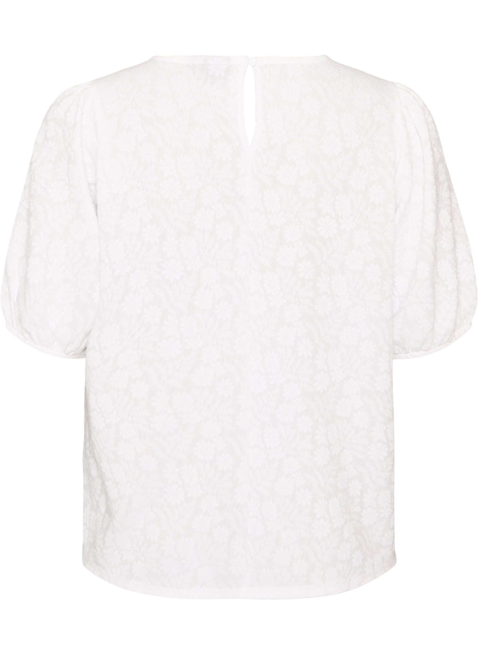 ZizziBluse mit Struktur und kurzen &Auml;rmeln, Wei&szlig;, Packshot image number 1