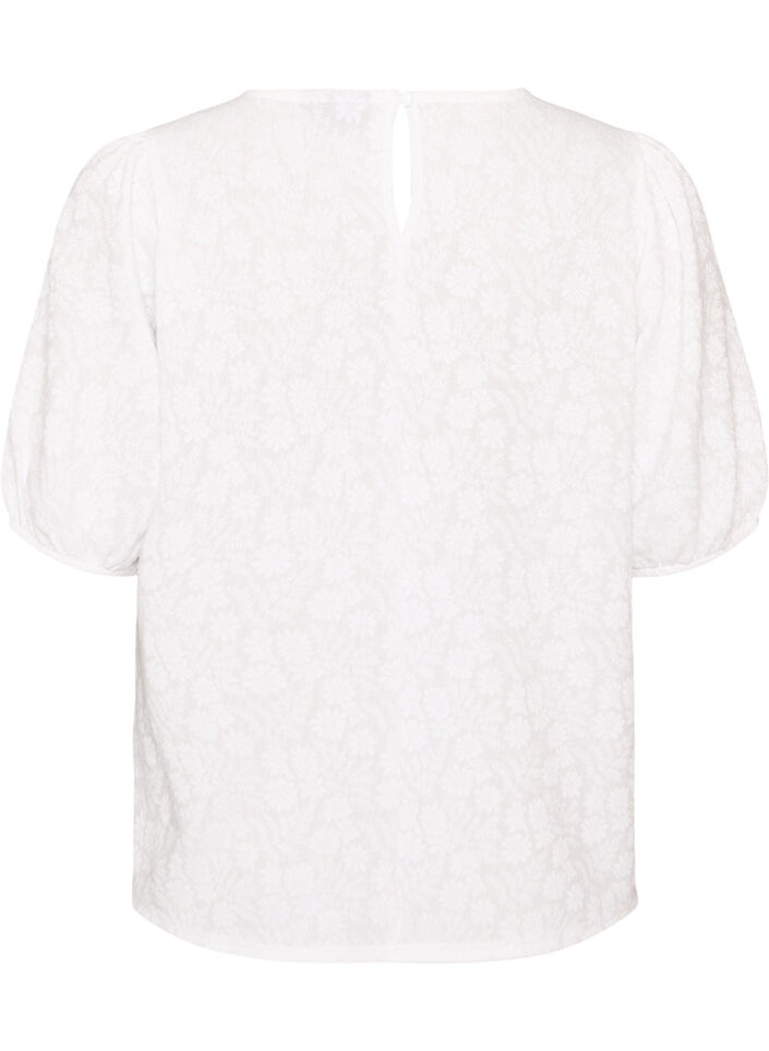 Bluse mit Struktur und kurzen &Auml;rmeln, Wei&szlig;, Packshot image number 1