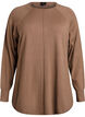 Strickbluse mit Rundhalsausschnitt und Strickmuster, Braun, Packshot image number 0