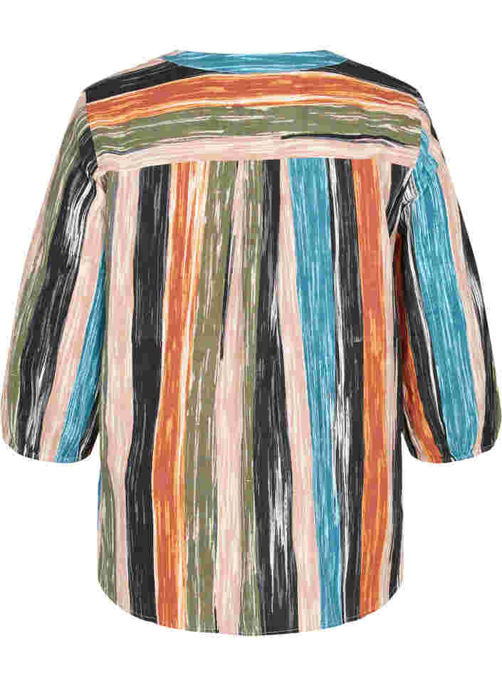 Gestreifte Bluse mit 3/4 Ärmeln, Multi Stripe AOP, Packshot image number 1