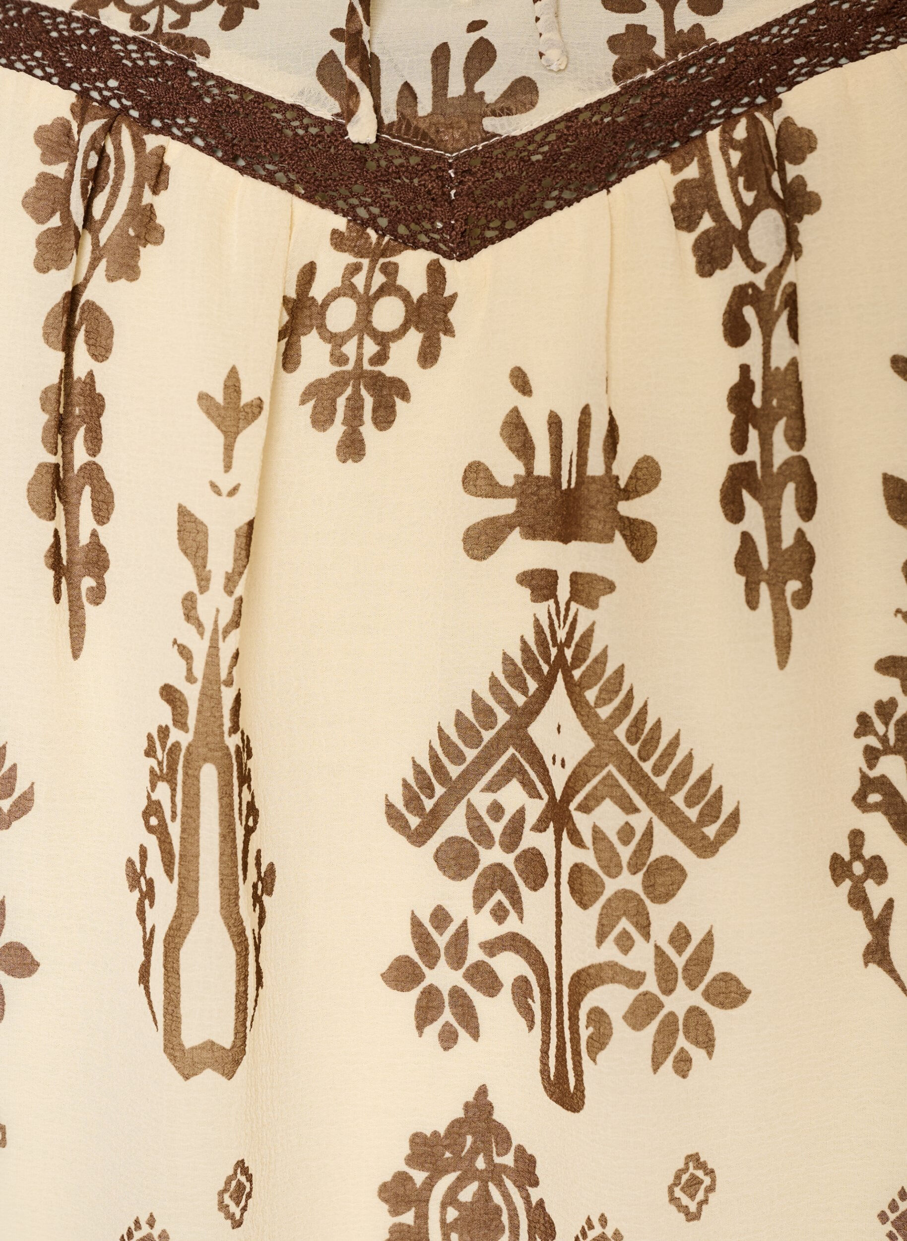 ZizziBluse mit Muster und H&auml;kelborte, Beige, Packshot image number 2