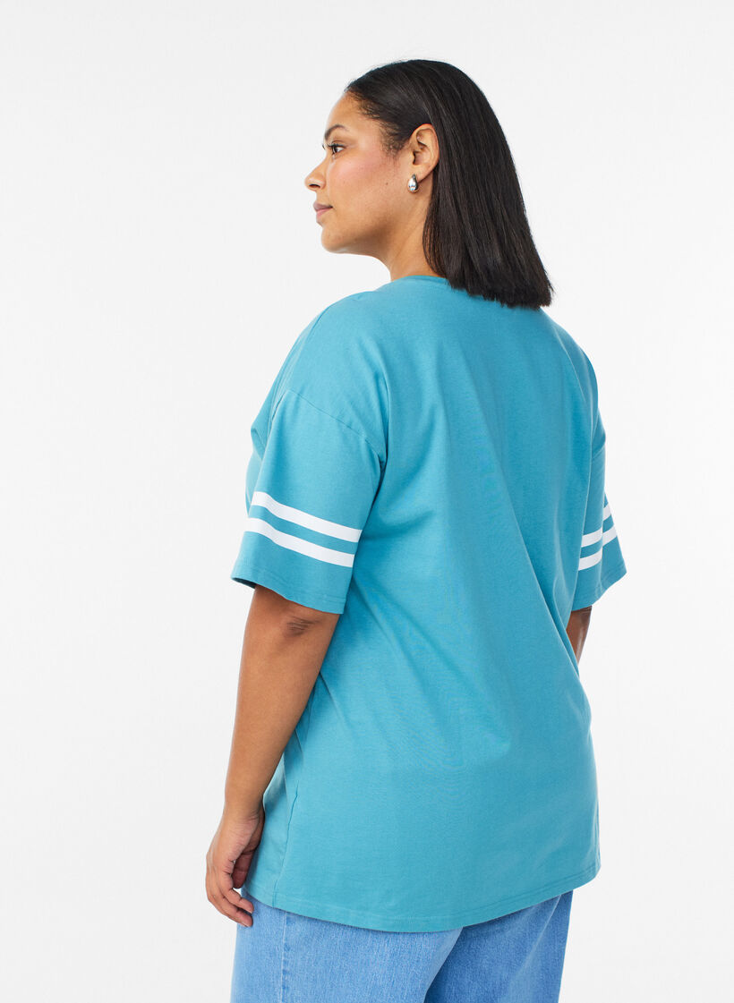 Sportliches Oversize-College-T-Shirt, Blau, Model image number 2