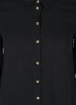 Lange Hemdbluse aus Baumwolle mit klassischem Kragen, Black, Packshot image number 2