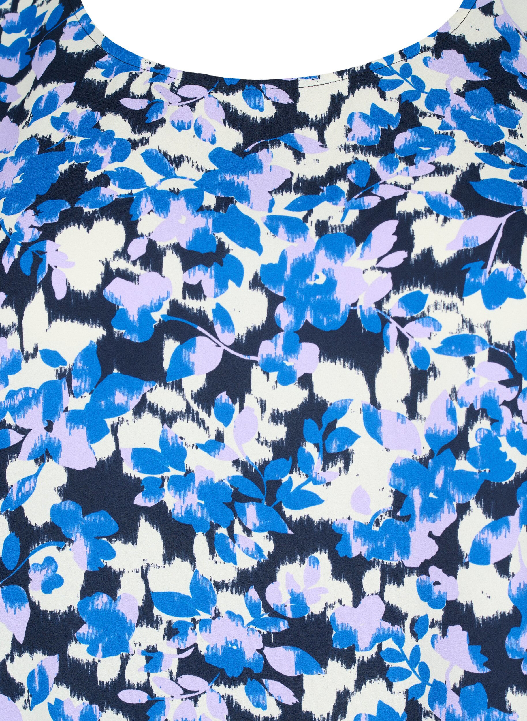Zizzi FLASH - Lang&auml;rmelige Bluse gesmokt und bedruckt, Blue Purple Flower, Packshot image number 2