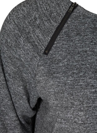 Melierte Bluse mit Reißverschlussdetail, Dark Grey Melange, Packshot image number 3