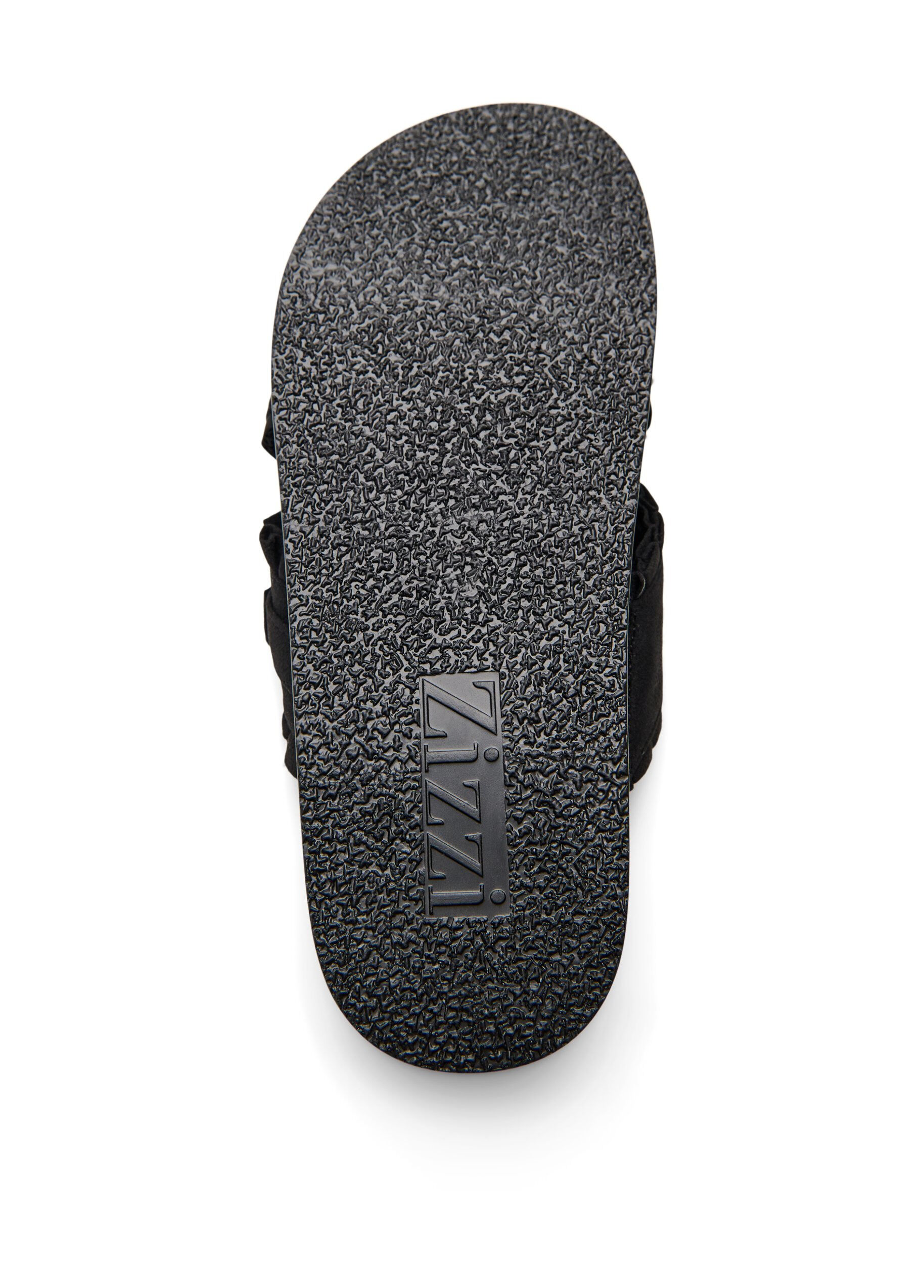 Zizzi Sandalen mit &uuml;berkreuzten Riemen und R&uuml;schenkanten, Schwarz, Packshot image number 4