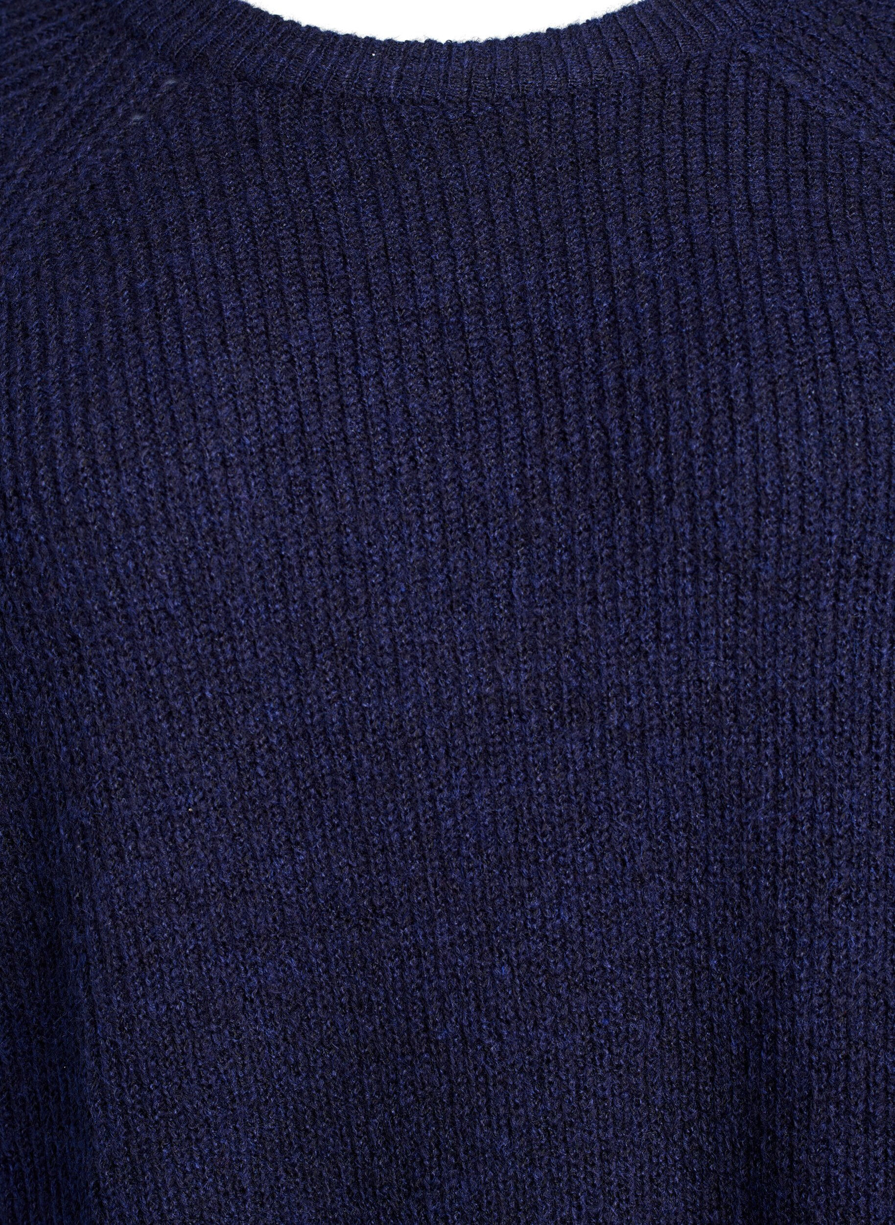 Zizzi Ripppullover mit 3/4-&Auml;rmeln, Blau, Packshot image number 2