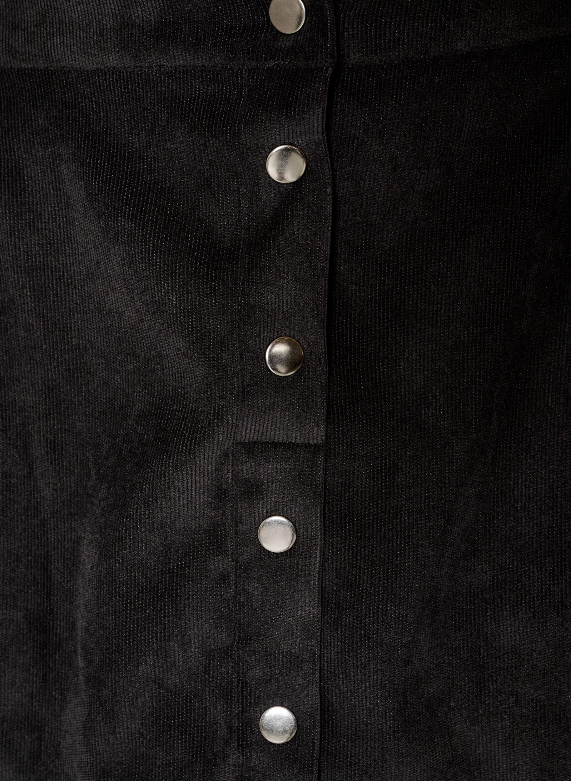 ZizziA-Linien-Rock aus Cord mit Kn&ouml;pfen, Schwarz, Packshot image number 2