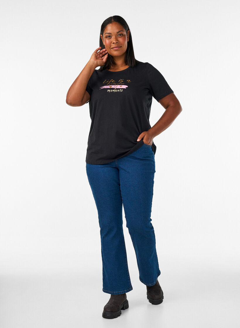 T-Shirt mit Motiv, Schwarz, Model image number 1