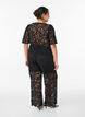 Hoch taillierte Spitzenhose mit geraden Beinen, Schwarz, Model image number 2