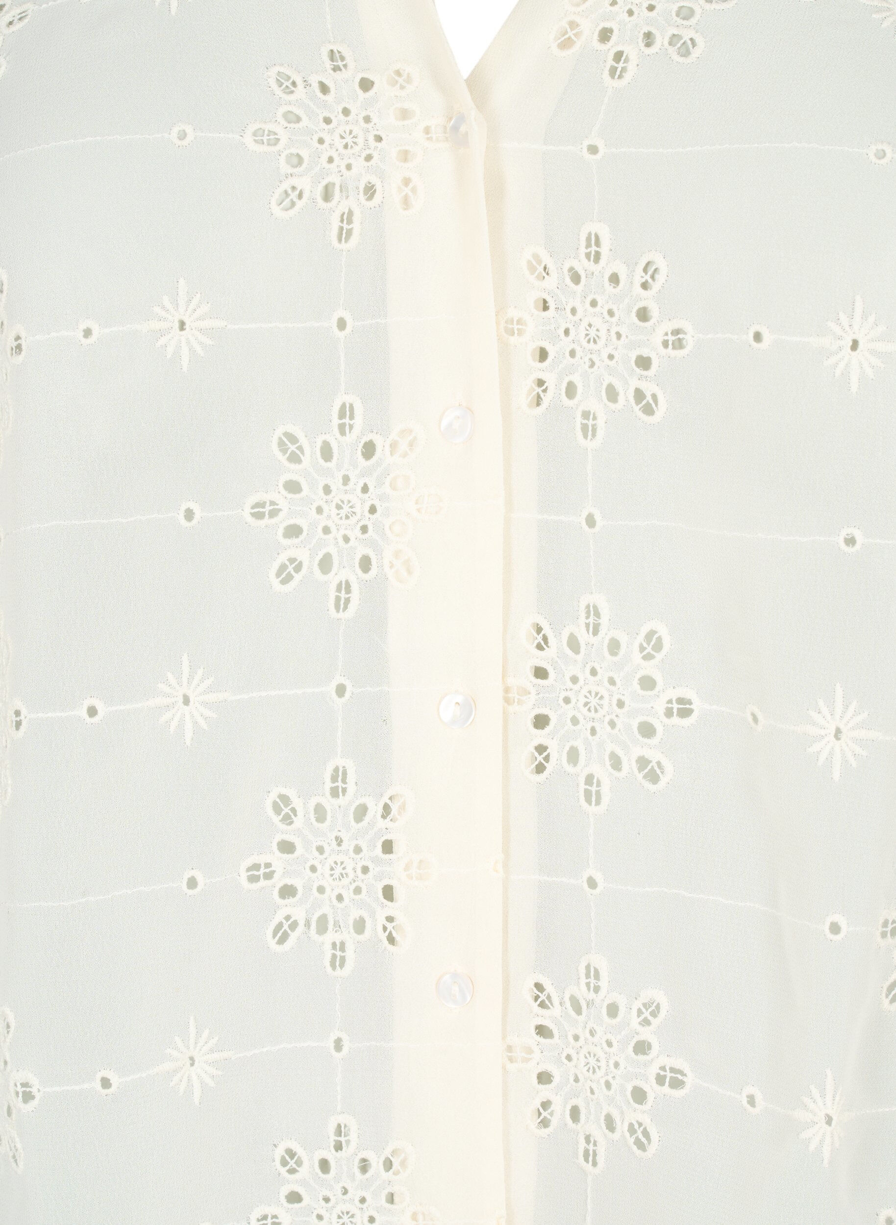 Zizzi Kurzarm-Hemdbluse mit Anglaise-Stickerei, Antique White, Packshot image number 2