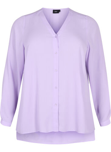 Langärmeliges Hemd mit V-Ausschnitt., Purple Rose, Packshot image number 0